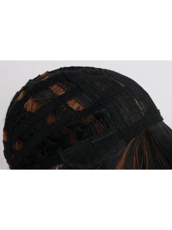 Other - Women's Black Brown 14 Inch Heat Resistant Synthetic Short Wavy Bob Wigs Bangs